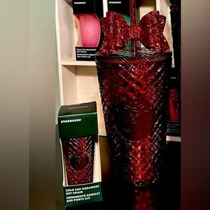 Starbucks Red Merlot Crystal Iridescent Jeweled Studded Tumbler New Holiday 2022